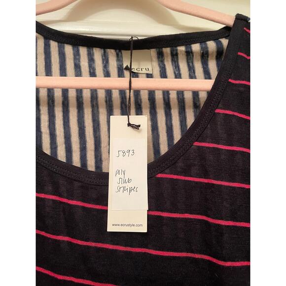 Ecru Poly Slub Stripes, Size Small, NWT - Picture 3 of 3